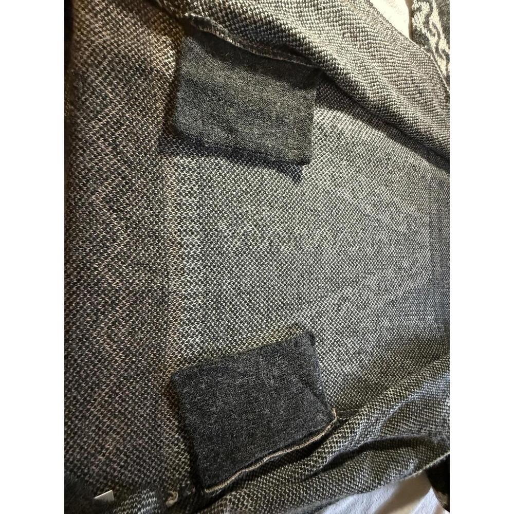 Oceanus Hooded Long Cardigan Aztec Design Black & Cream Western Vibe Size Small - Picture 9 of 9